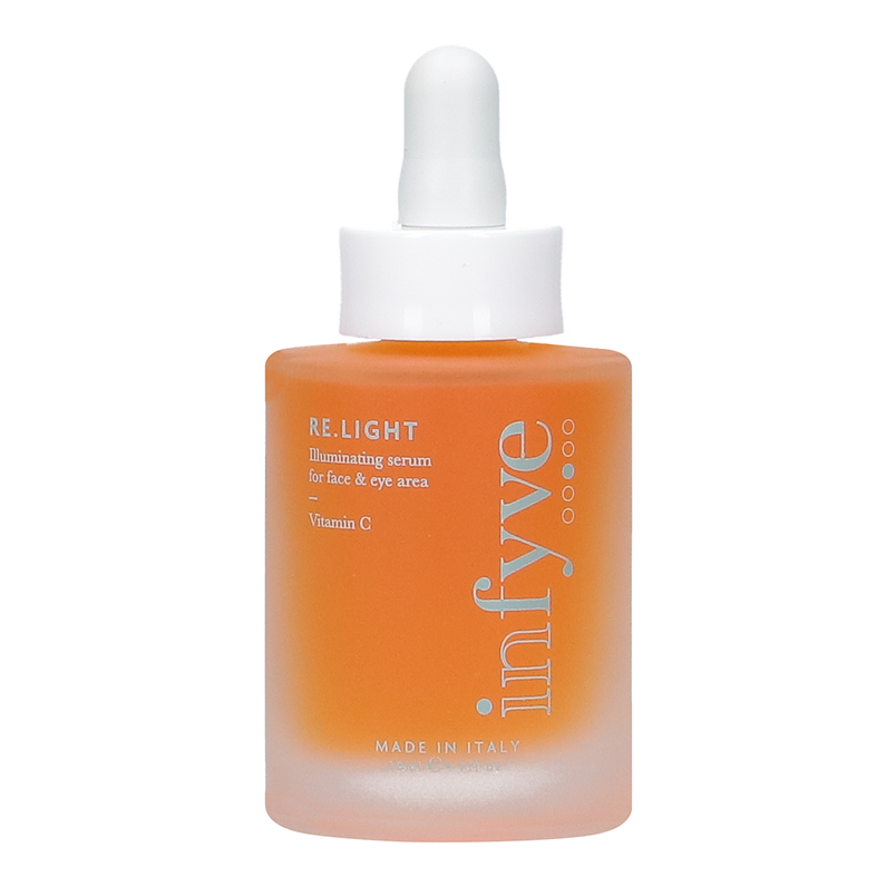 RE.LIGHT Siero Viso Illuminante INFYVE Beauty 30ml – flacone arancione con Vitamina C, Made in Italy