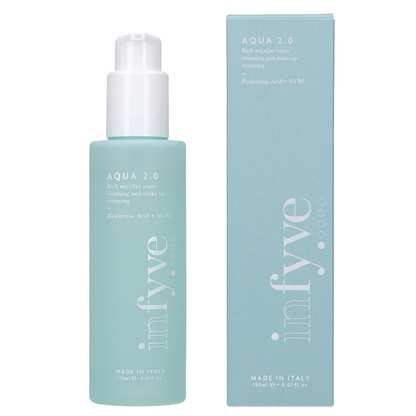 Acqua micellare densa AQUA 2.0, struccante e detergente, arricchita con Acido Ialuronico e Vitamina B5