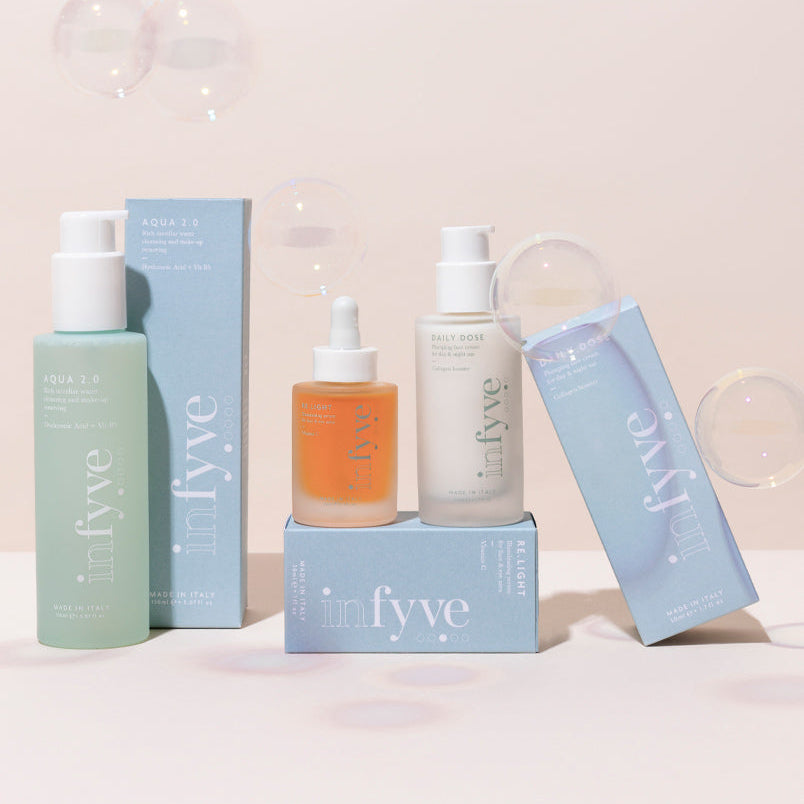 NFYVE Illuminating Set – Routine viso illuminante in 3 step con AQUA 2.0, RE.LIGHT e DAILY.DOSE