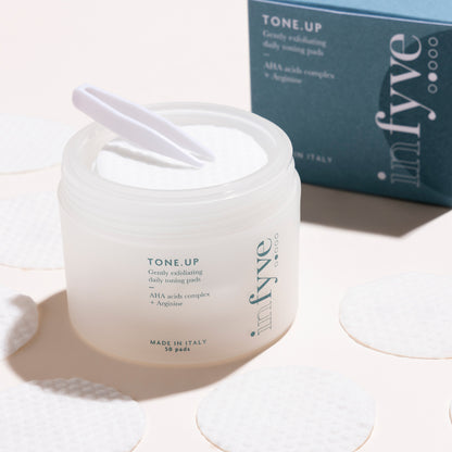TONE.UP INFYVE – Dischetti tonico esfoliante pre-imbevuti con AHA e Arginina, 50 pezzi