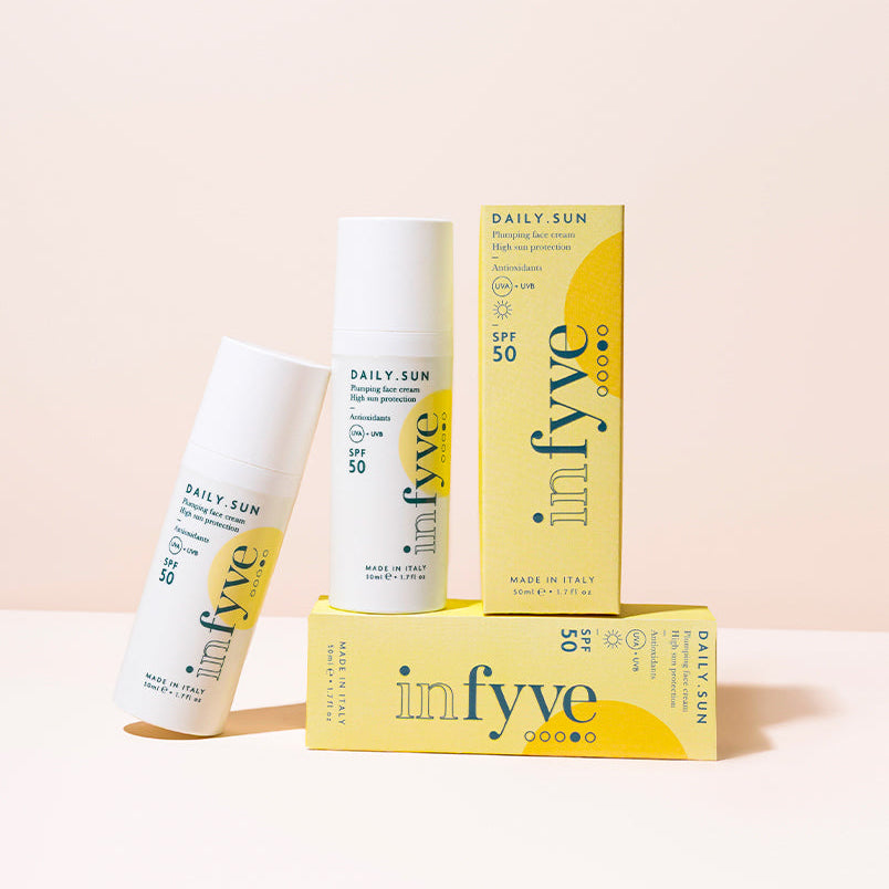 DAILY.SUN SPF50 INFYVE – texture leggera con Acido Ialuronico e Vitamina E