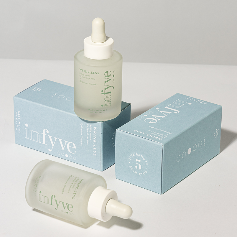 WRINK.LESS INFYVE – ingredienti attivi: Acido Ialuronico, Acmella Oleracea e Vitamina B5